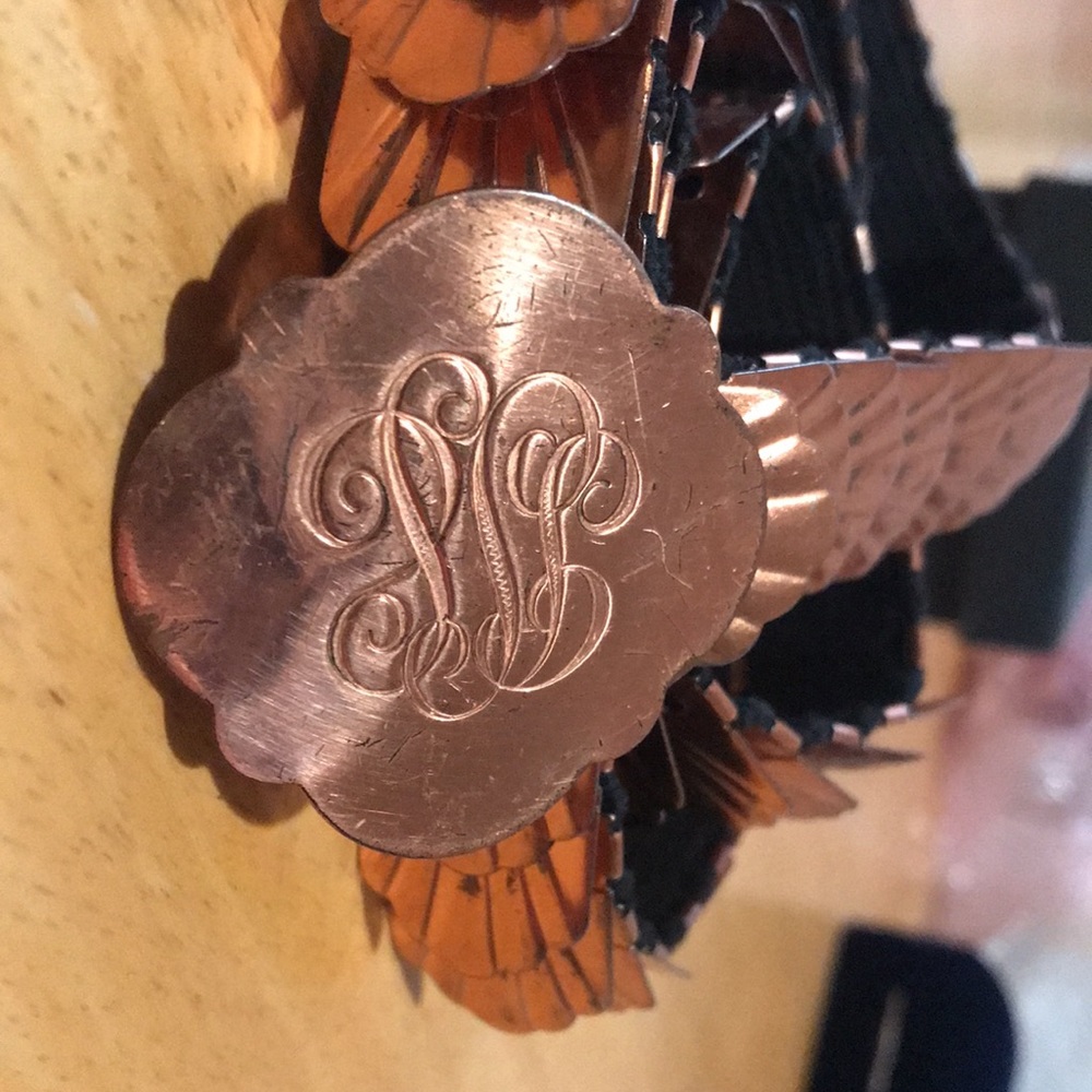 Women's Copper-Tone Decorative Belt with Engraved Medallion